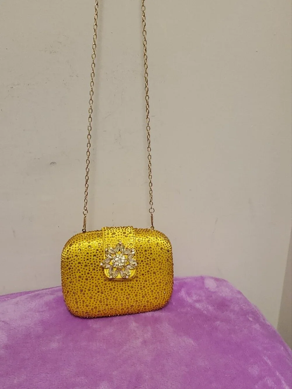 PrettyLittleThing Gold Crystal-Embellished Evening Clutch